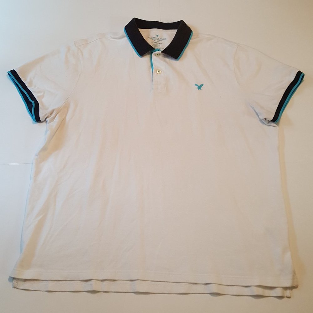 American Eagle 3XL Men Polo Shirt White Pre Owned